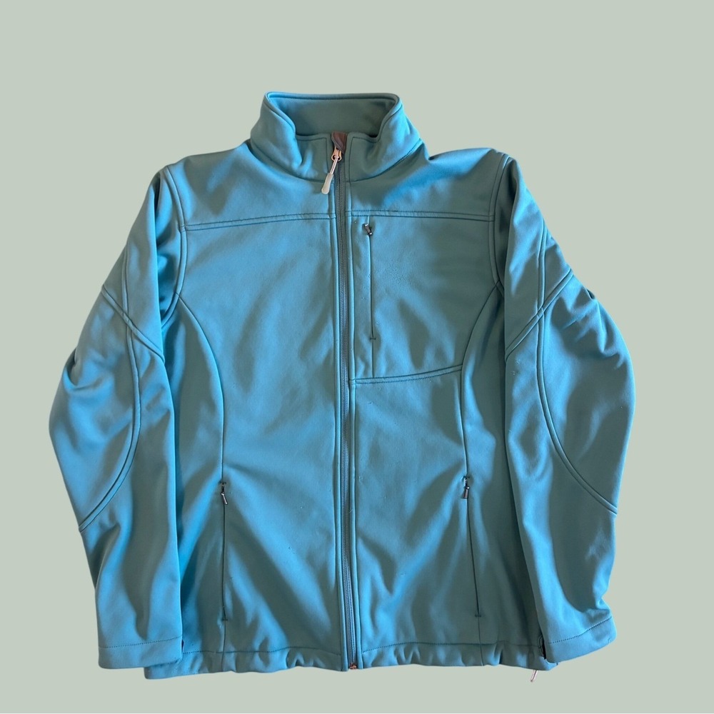 White Sierra Womens Softshell Jacket Blue Fleece Lined Full Zip Hiking Medium